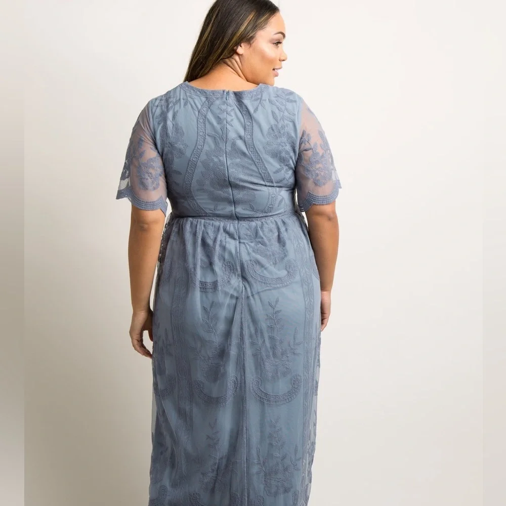 𝅺PinkBlush Lace overlay maxi dress NWT - Picture 4 of 10